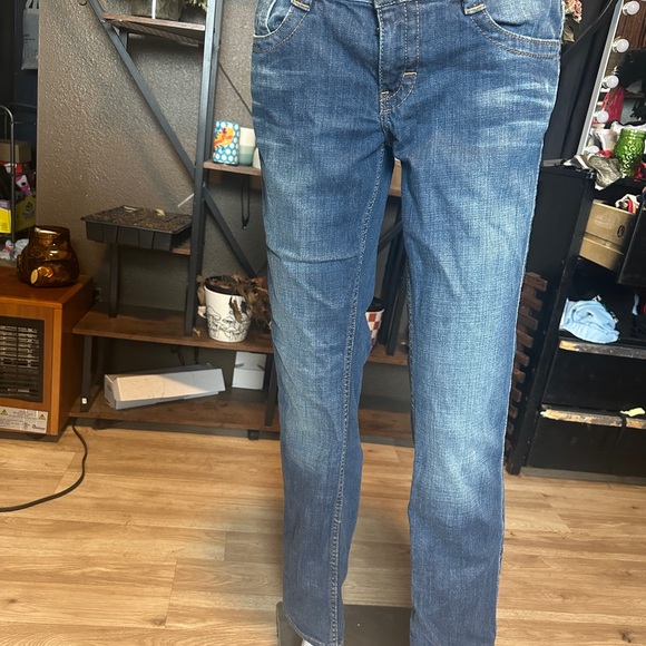 Calvin Klein Jeans Denim - Calvin Klein Jeans Low Rise Embellished Pockets Denim Blue Wash Bootcut